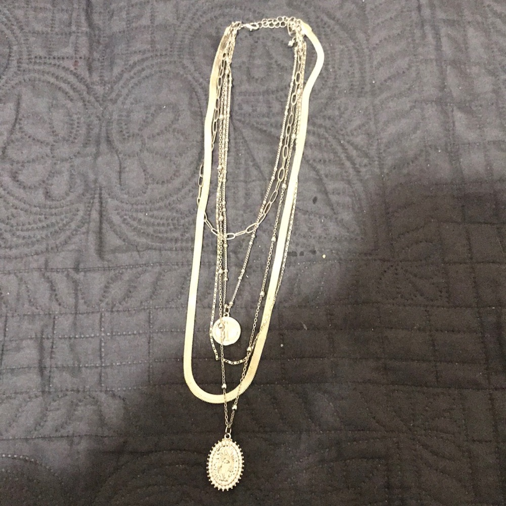 Silver layered necklace
